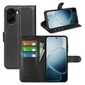 Wallet Case for OPPO A6x 2026 – PU Leather Flip Cover with Card Holder & Stand [Black] - Black