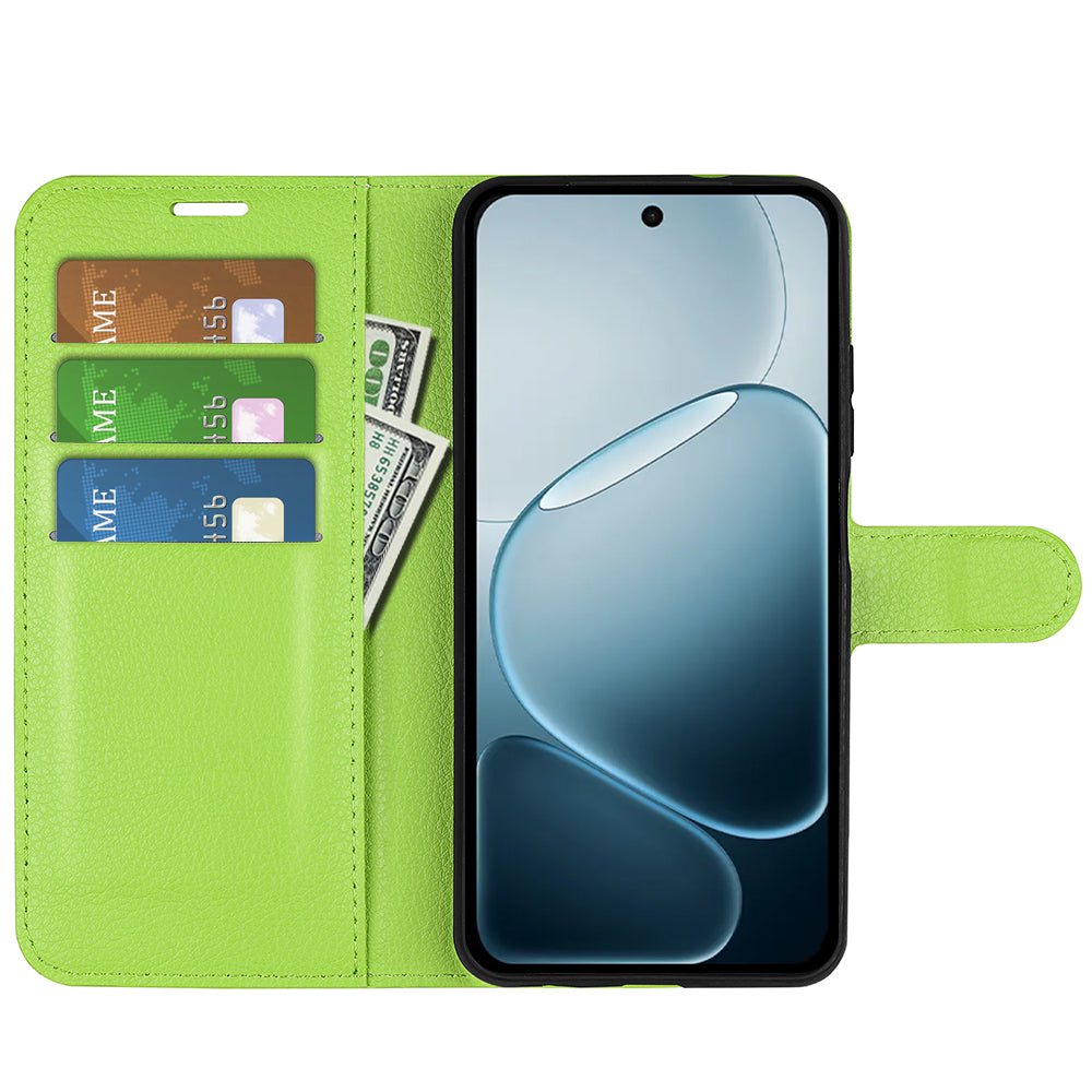Wallet Case for OPPO A6x 2026 – PU Leather Flip Cover with Card Holder & Stand [Green]