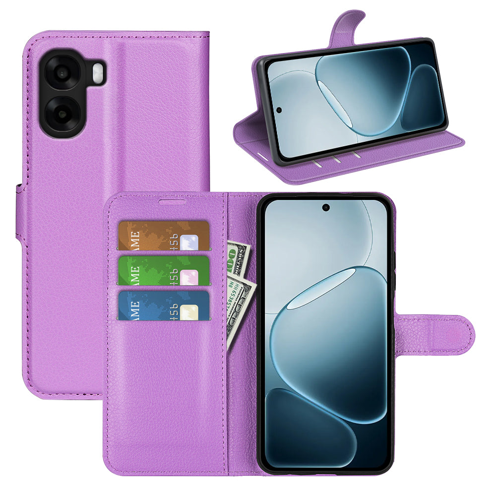 Wallet Case for OPPO A6x 2026 – PU Leather Flip Cover with Card Holder & Stand [Purple]