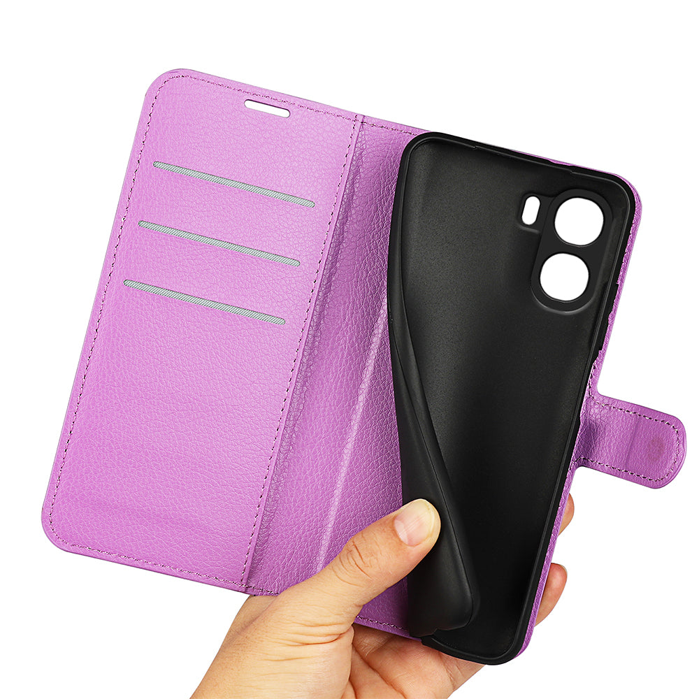 Wallet Case for OPPO A6x 2026 – PU Leather Flip Cover with Card Holder & Stand [Purple]