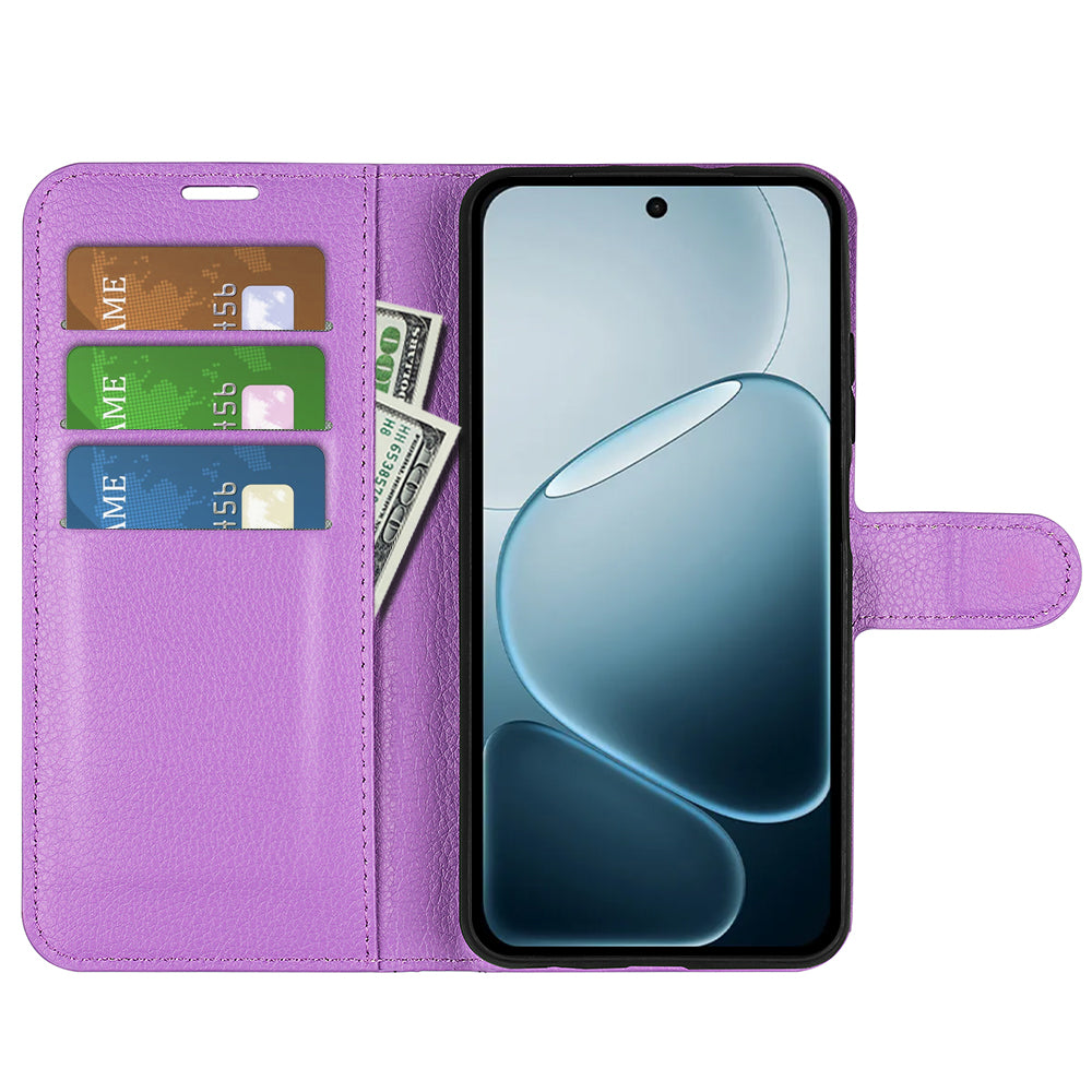 Wallet Case for OPPO A6x 2026 – PU Leather Flip Cover with Card Holder & Stand [Purple]