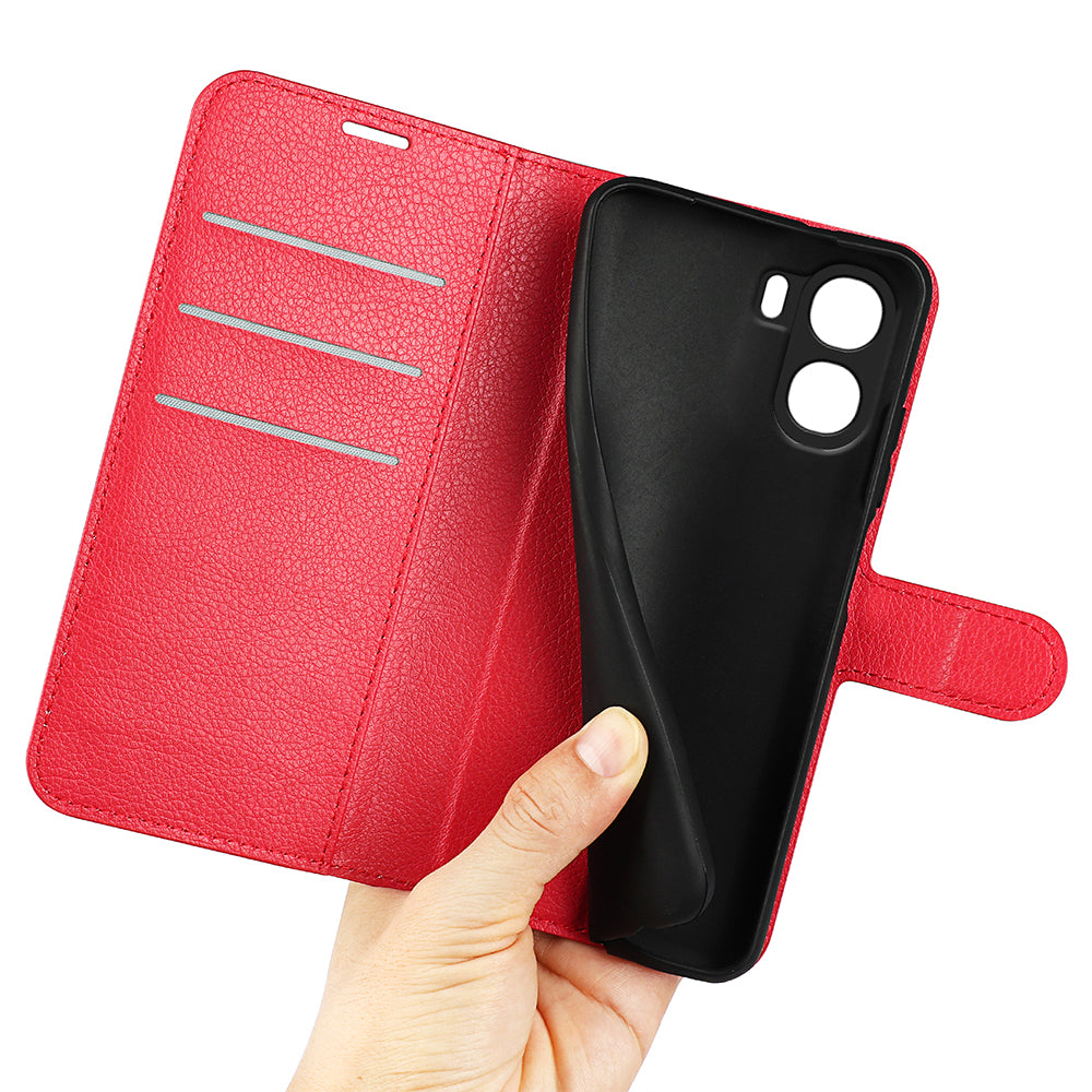 Wallet Case for OPPO A6x 2026 – PU Leather Flip Cover with Card Holder & Stand [Red]