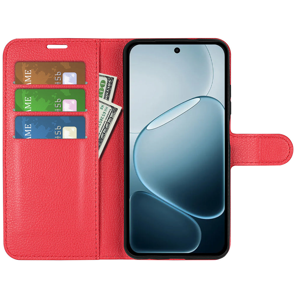 Wallet Case for OPPO A6x 2026 – PU Leather Flip Cover with Card Holder & Stand [Red]