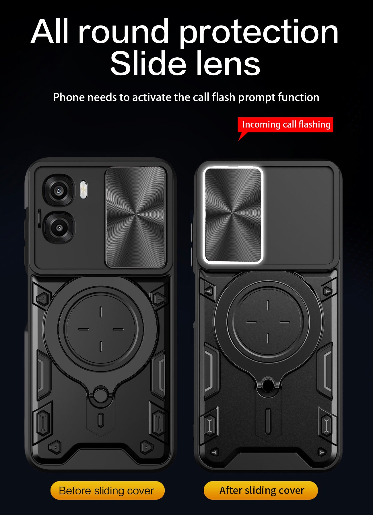 OPPO A6x 4G / 5G 2026 Ring Kickstand Case w/ Camera Cover [Black]