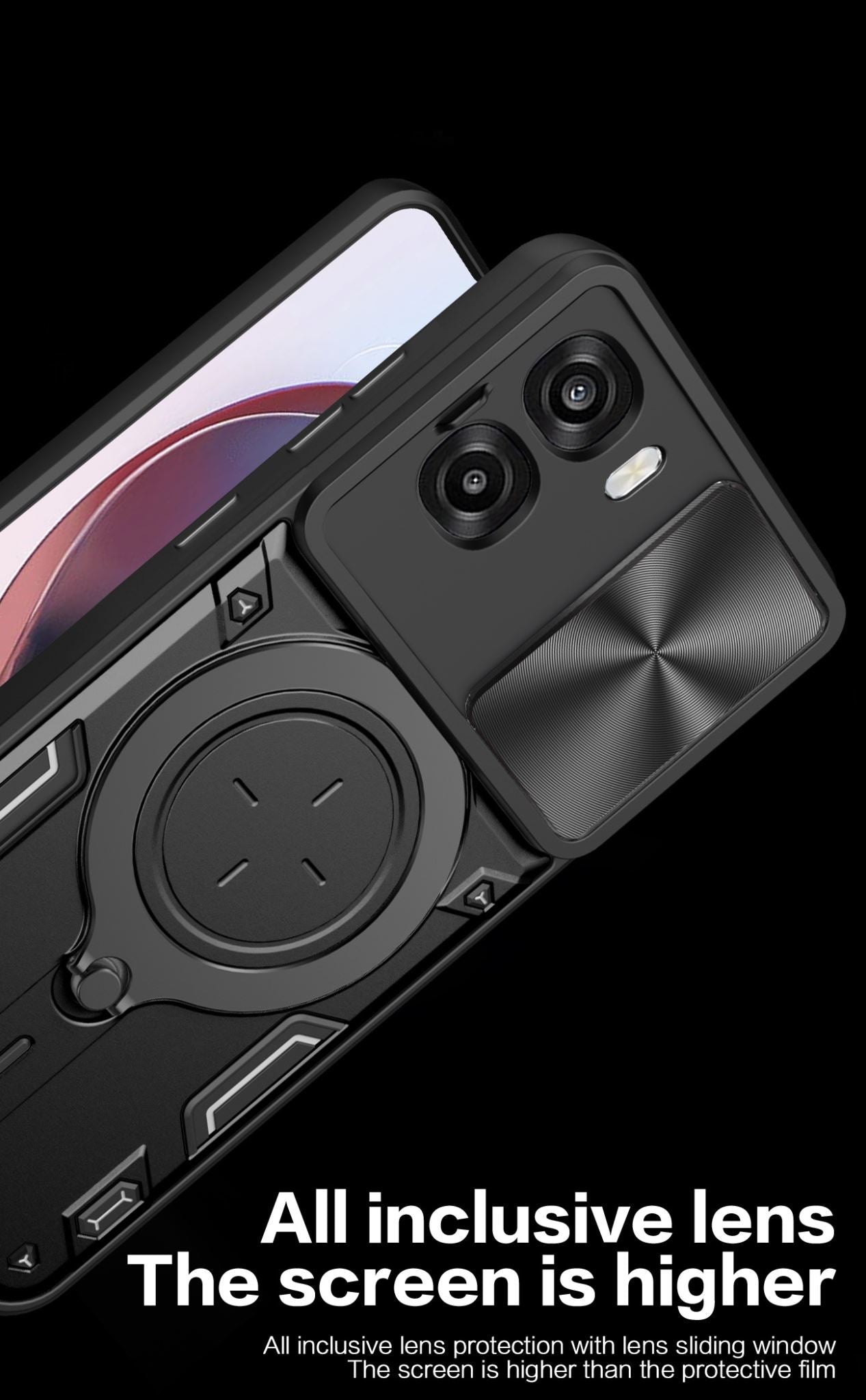 OPPO A6x 4G / 5G 2026 Ring Kickstand Case w/ Camera Cover [Rose Gold]