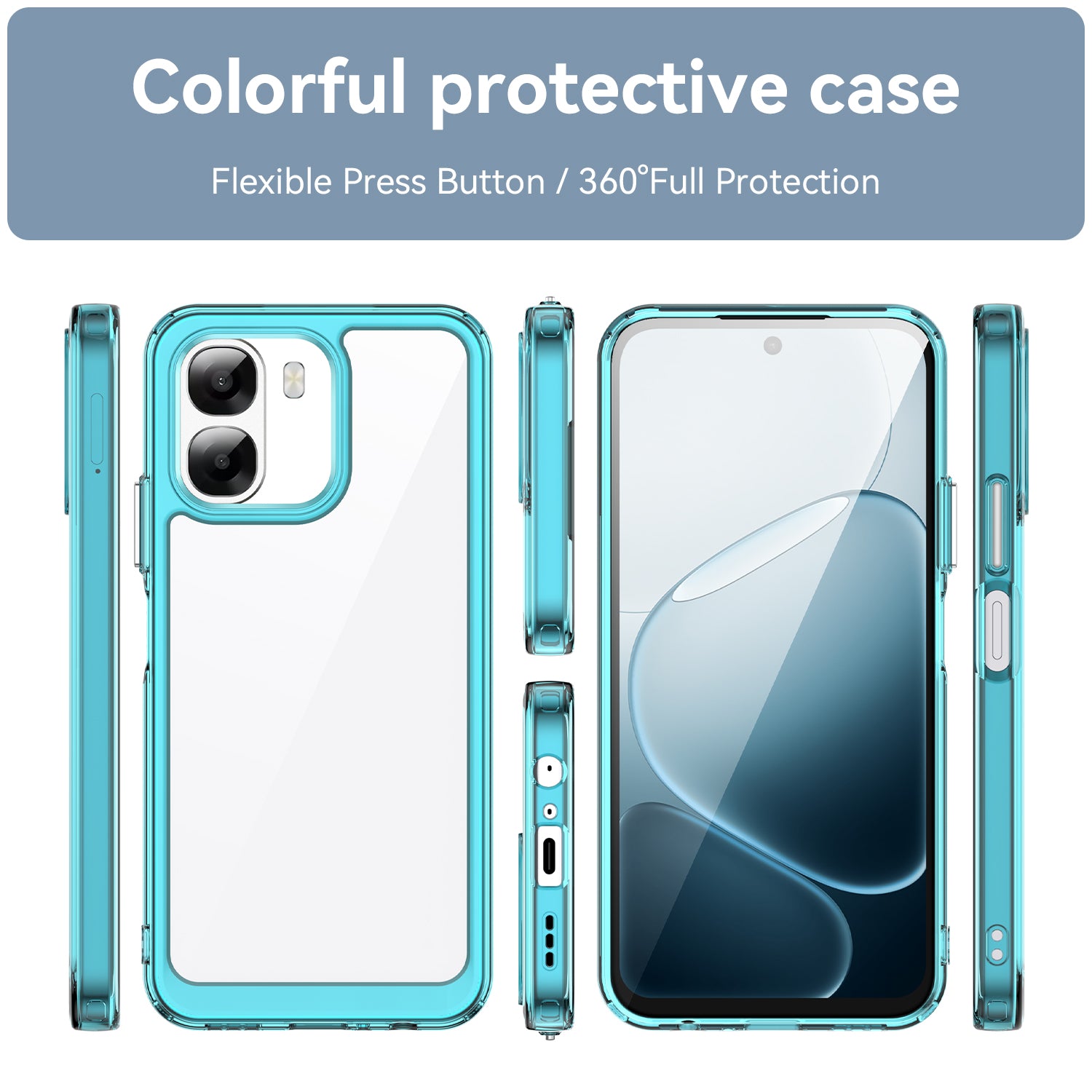 OPPO A6x 2026 Soft TPU Bumper Shockproof Cover Case [Clear Blue]
