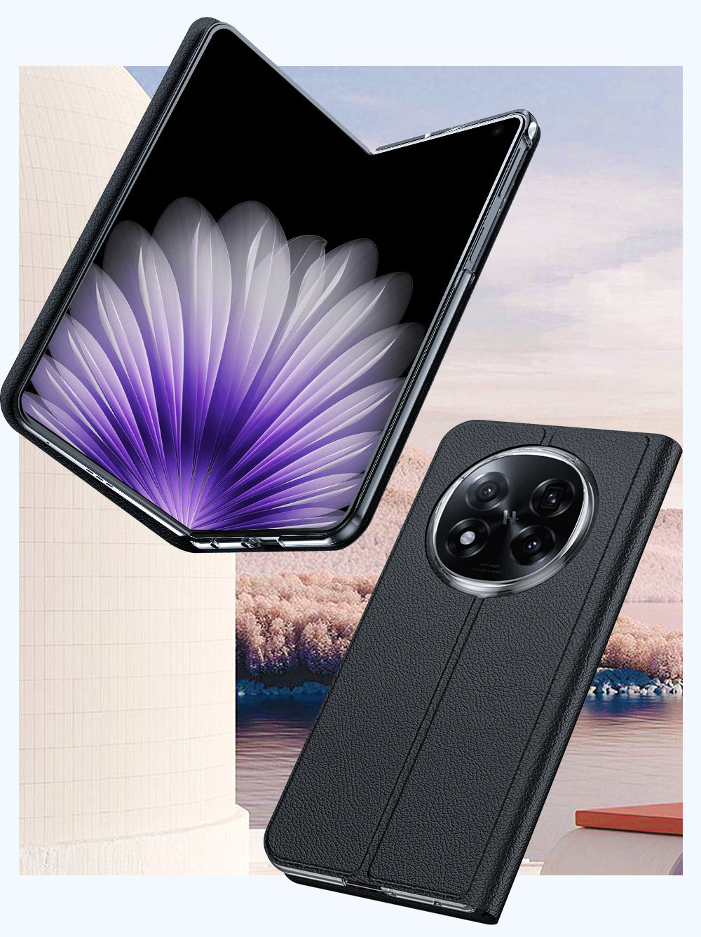 Premium PU Leather Flip Case for OPPO Find N5 – 360° Protection [Purple]