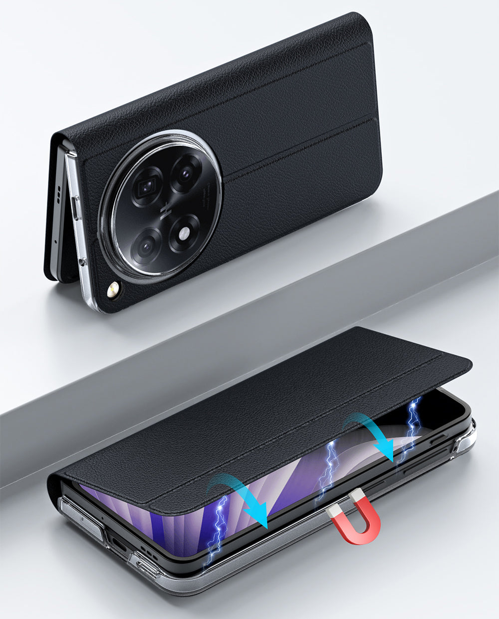 Premium PU Leather Flip Case for OPPO Find N5 – 360° Protection [Purple]