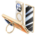 OPPO Find N6 Clear Magnetic Case - 360° Rotating Ring Stand & Hinge Shield [Gold] - Gold