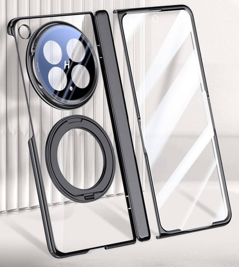 OPPO Find N6 Clear Magnetic Case - 360° Rotating Ring Stand & Hinge Shield [Gold]