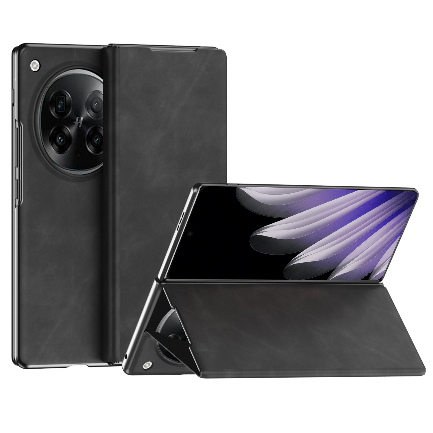 OPPO Find N6 premium PU leather flip case - Magnetic Cover & Hidden Kickstand [Black]