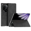 OPPO Find N6 premium PU leather flip case - Magnetic Cover & Hidden Kickstand [Black] - Black
