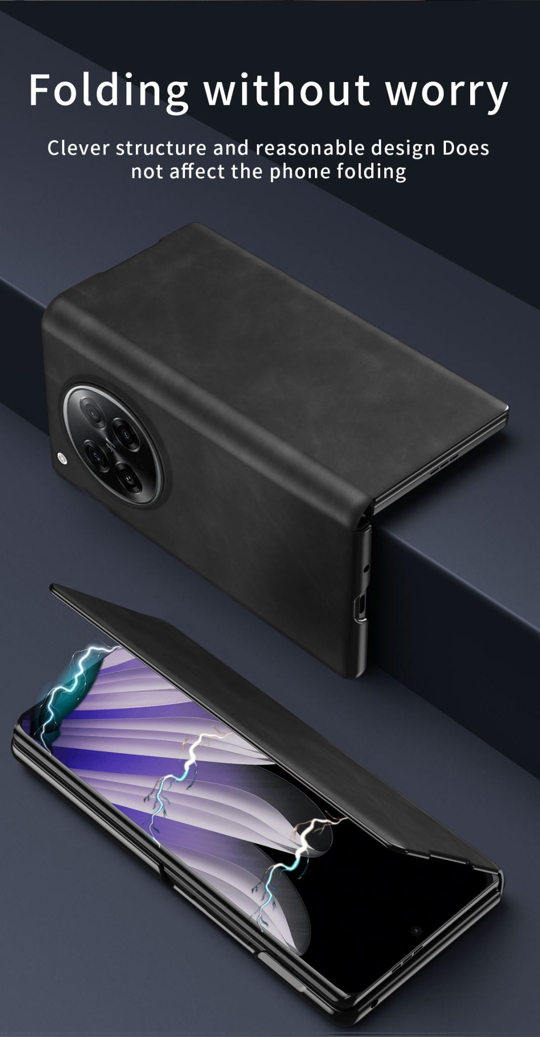 OPPO Find N6 premium PU leather flip case - Magnetic Cover & Hidden Kickstand [Grey]