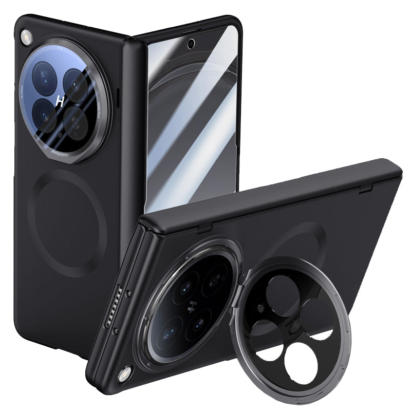 OPPO Find N6 Magnetic Skin-Feel Case - Hinge Shield & Lens Ring Stand [Black]