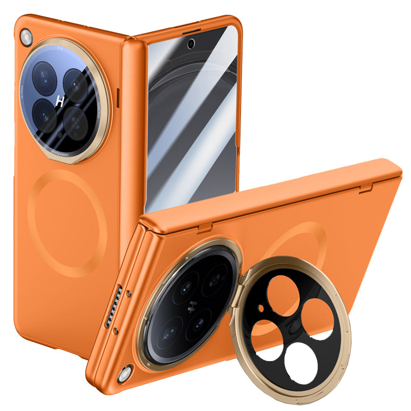 OPPO Find N6 Magnetic Skin-Feel Case - Hinge Shield & Lens Ring Stand [Orange]