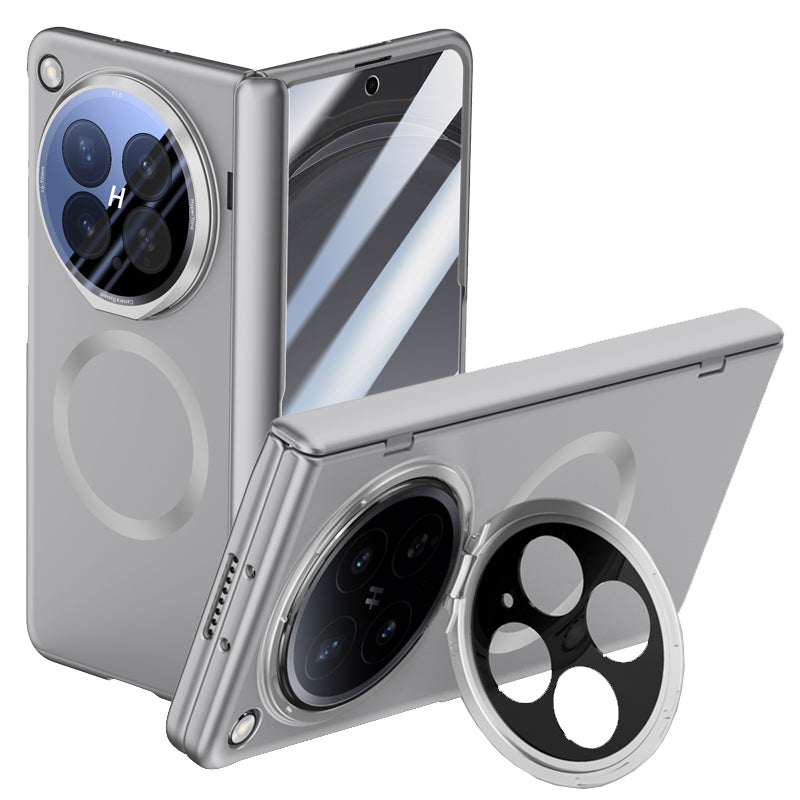 OPPO Find N6 Magnetic Skin-Feel Case - Hinge Shield & Lens Ring Stand [Titanium Grey]
