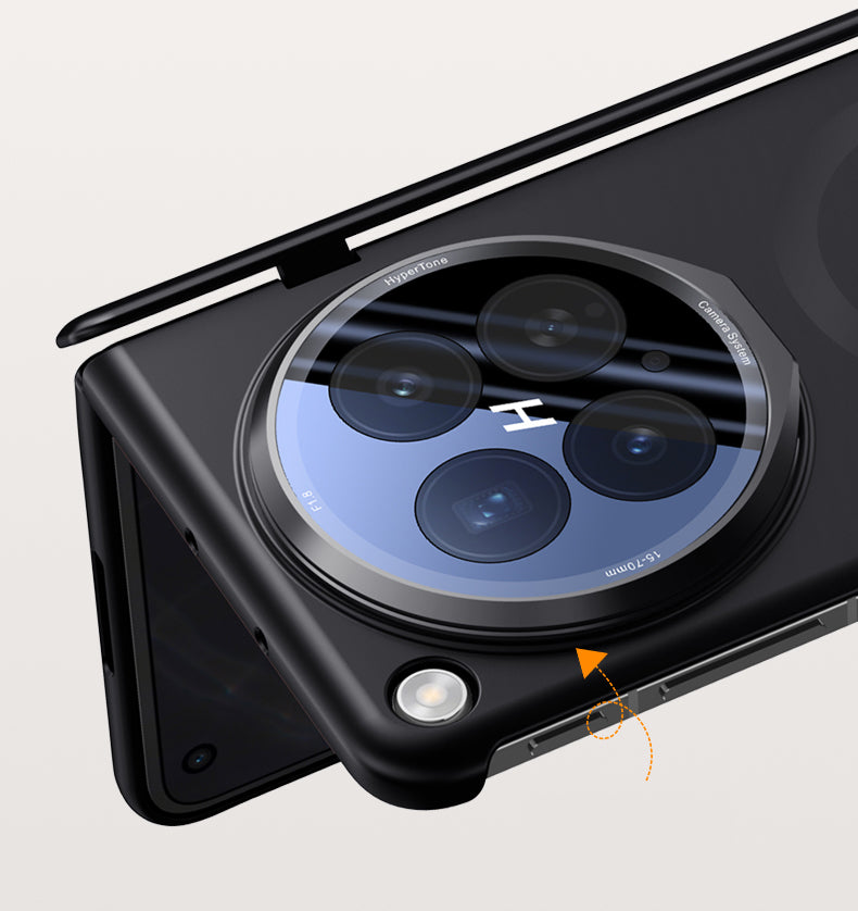OPPO Find N6 Magnetic Skin-Feel Case - Hinge Shield & Lens Ring Stand [Black]