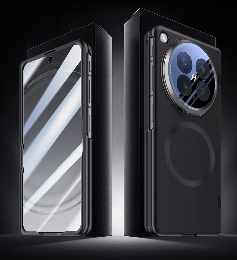 OPPO Find N6 Magnetic Skin-Feel Case - Hinge Shield & Lens Ring Stand [Orange]