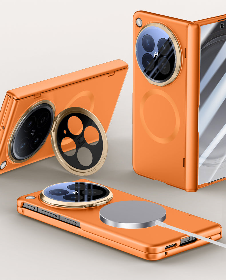 OPPO Find N6 Magnetic Skin-Feel Case - Hinge Shield & Lens Ring Stand [Titanium Grey]