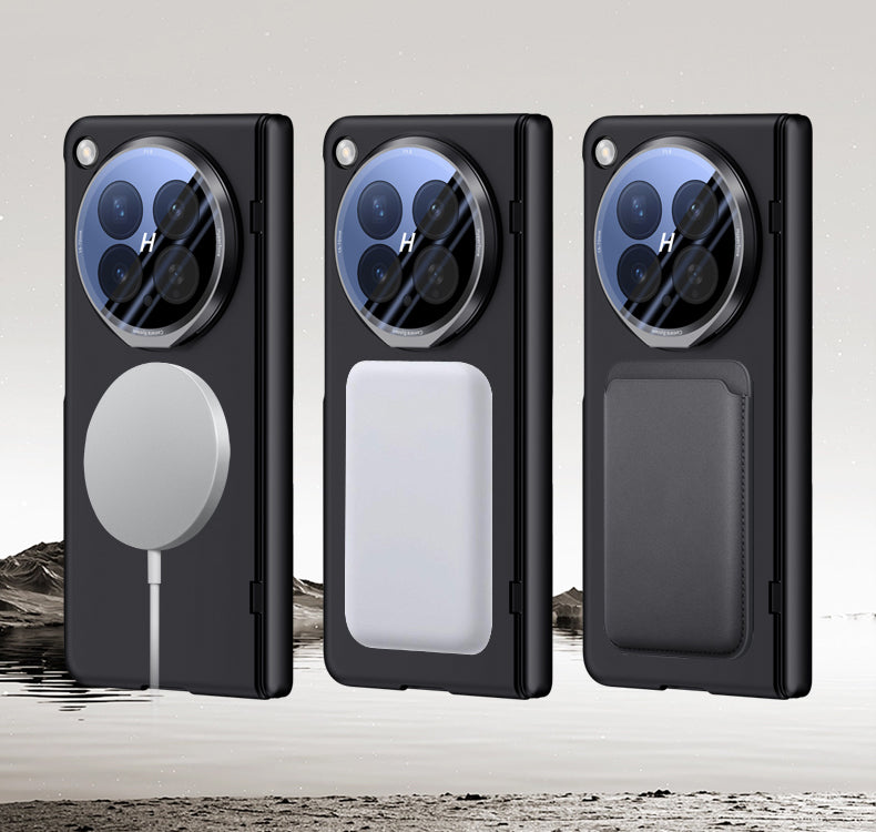 OPPO Find N6 Magnetic Skin-Feel Case - Hinge Shield & Lens Ring Stand [Black]