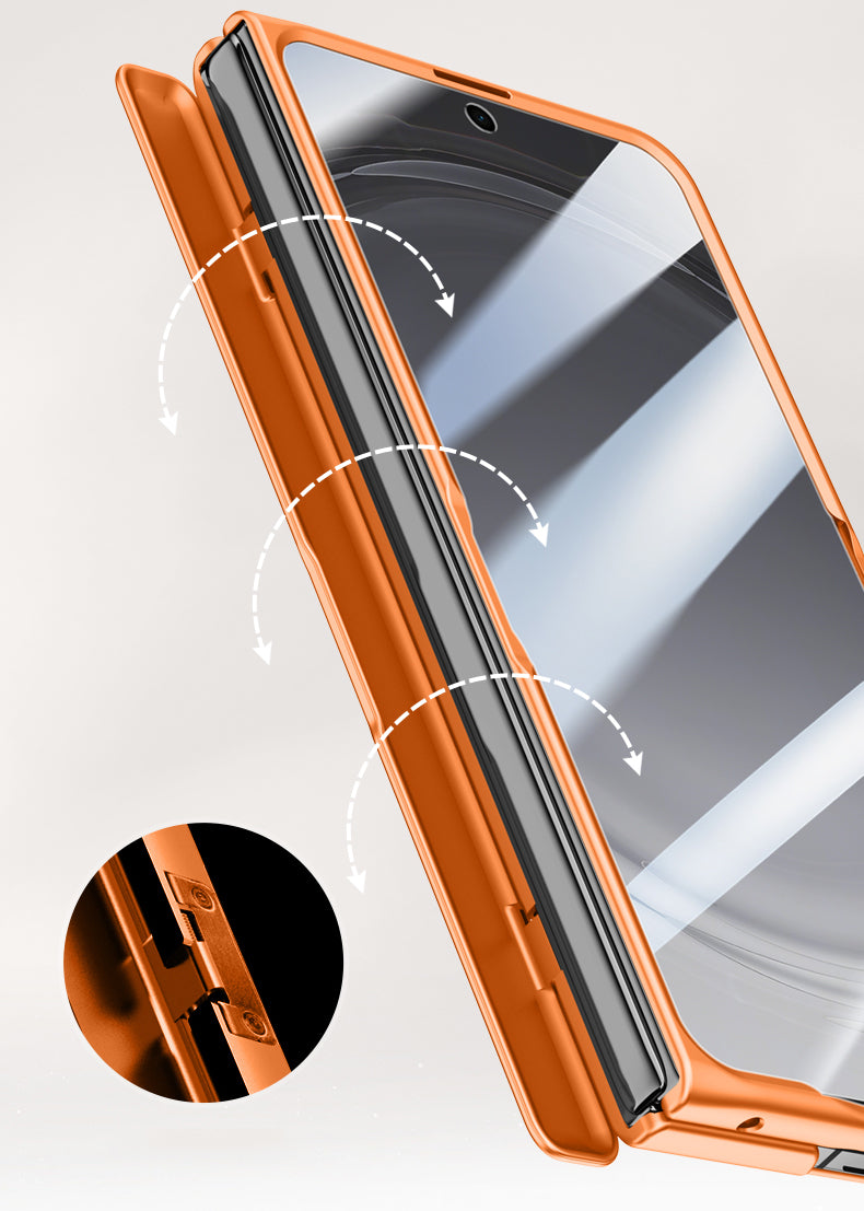 OPPO Find N6 Magnetic Skin-Feel Case - Hinge Shield & Lens Ring Stand [Orange]