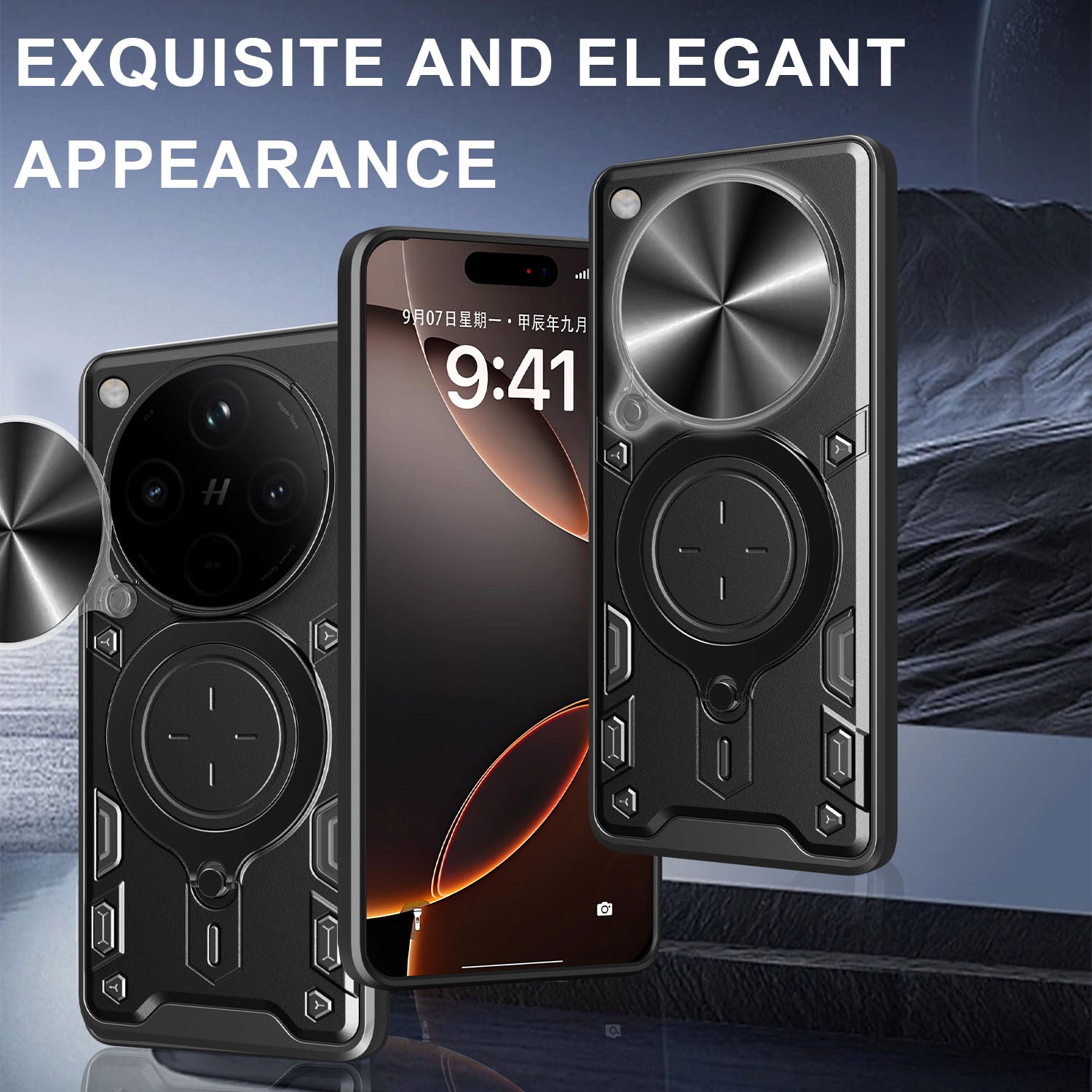 OPPO Find X8 Pro Ring Kickstand Case w/ Camera Cover [Black]