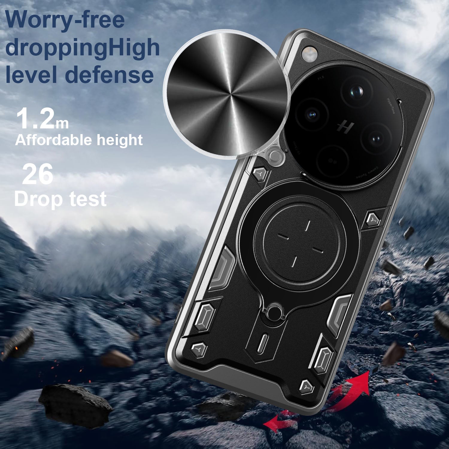 OPPO Find X8 Pro Ring Kickstand Case w/ Camera Cover [Black]
