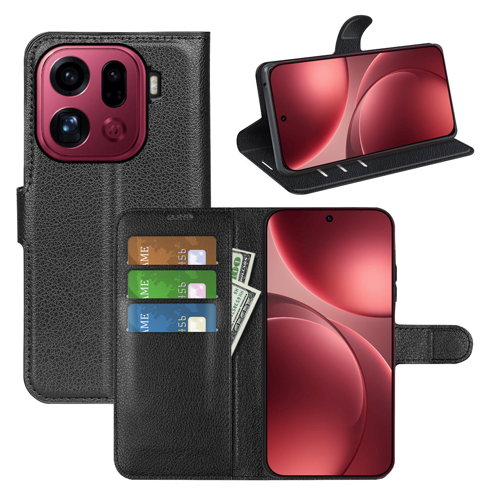 OPPO Find X9 Pro PU Wallet Case [Black]