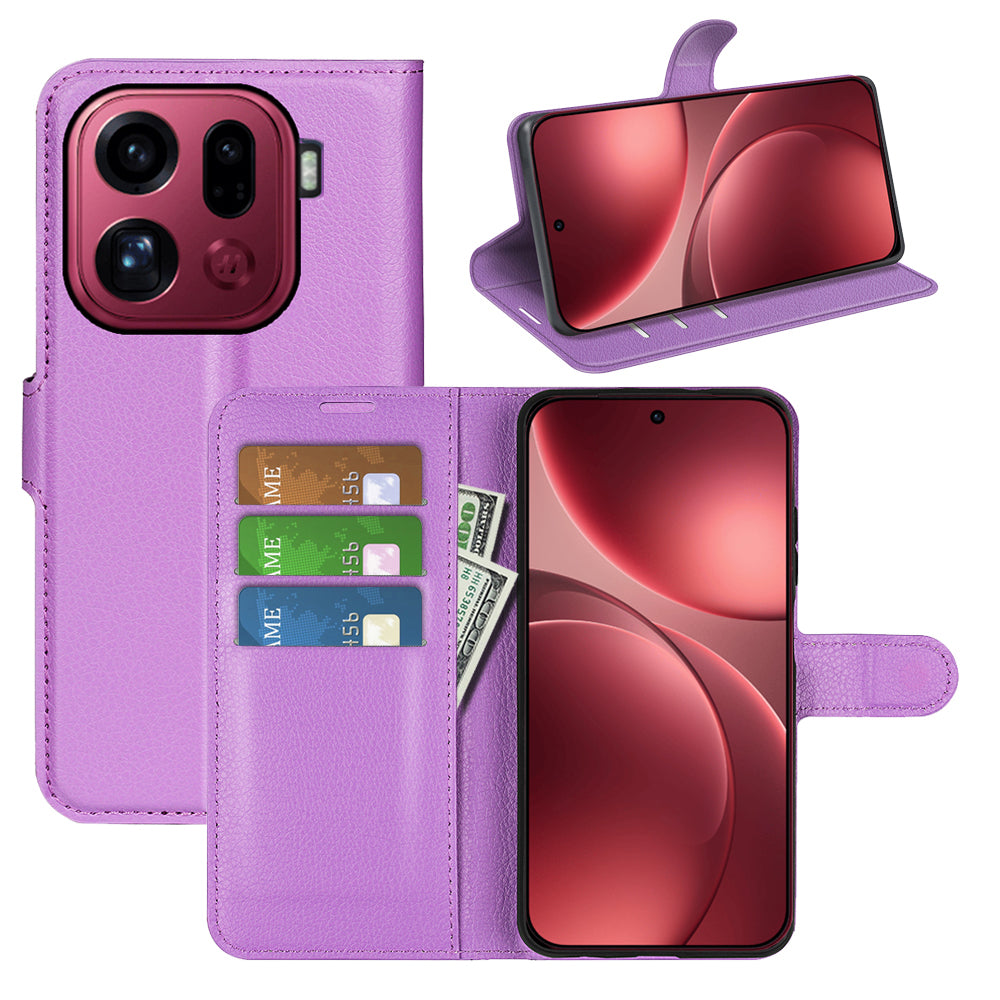 OPPO Find X9 Pro PU Wallet Case [Purple]