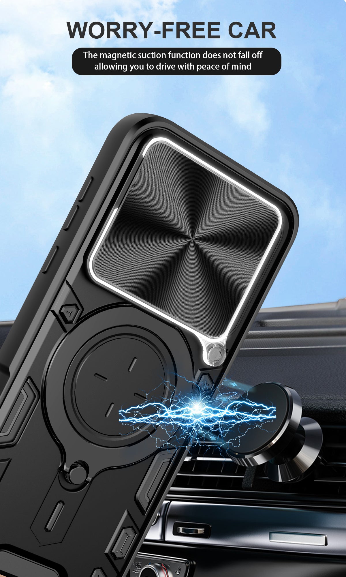 OPPO Find X9 Pro Ring Kickstand Case w/ Camera Cover [Black]