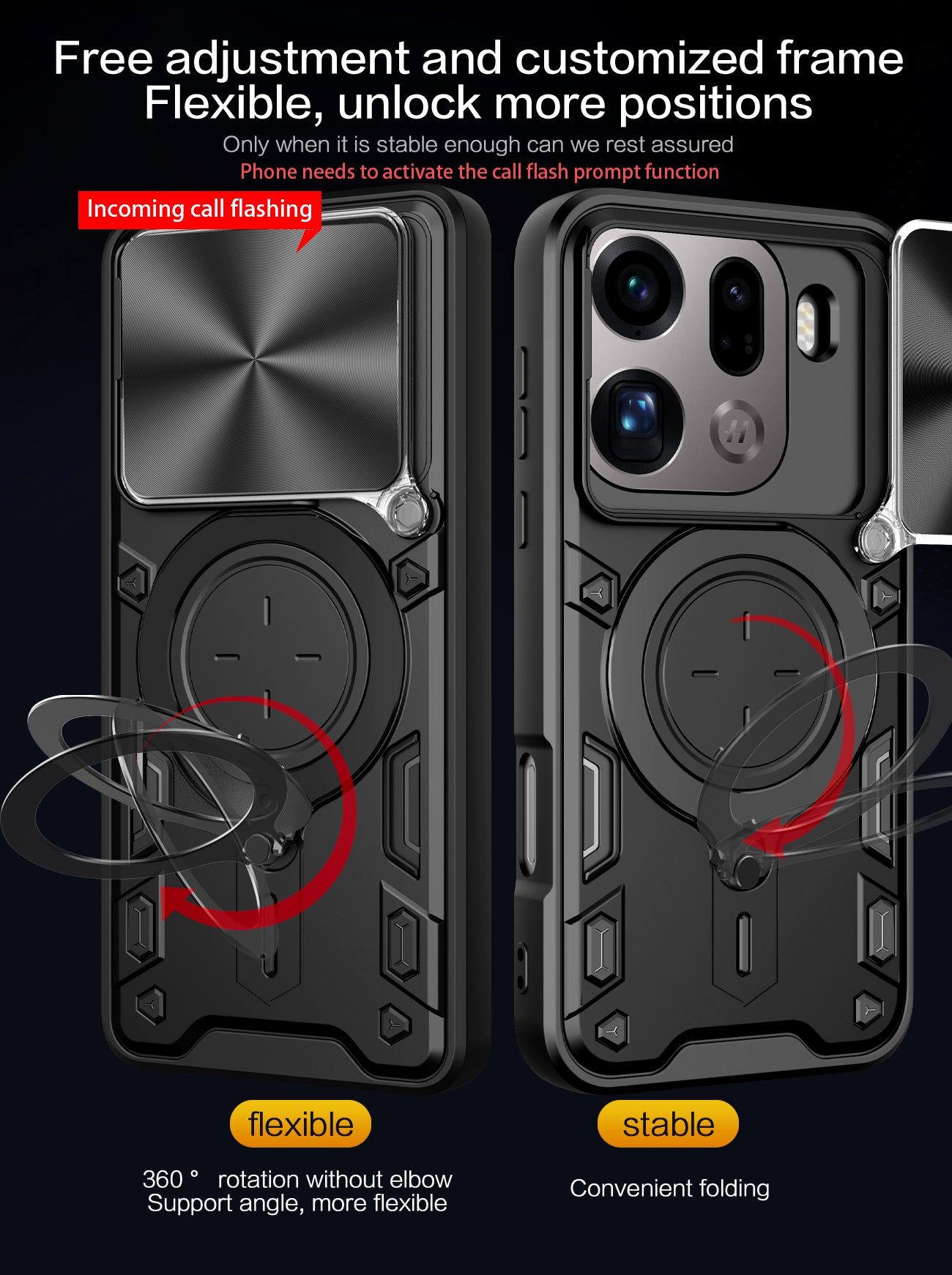 OPPO Find X9 Pro Ring Kickstand Case w/ Camera Cover [Red]