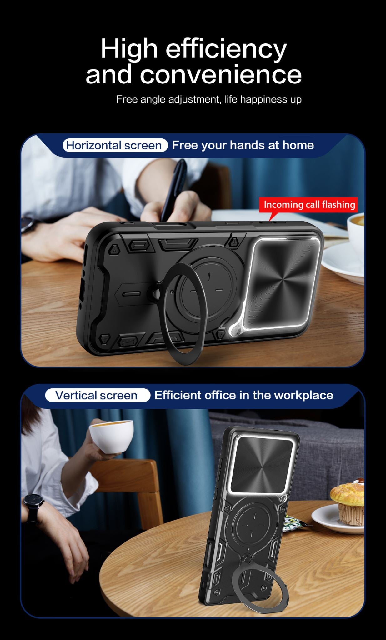 OPPO Find X9 Pro Ring Kickstand Case w/ Camera Cover [Navy]