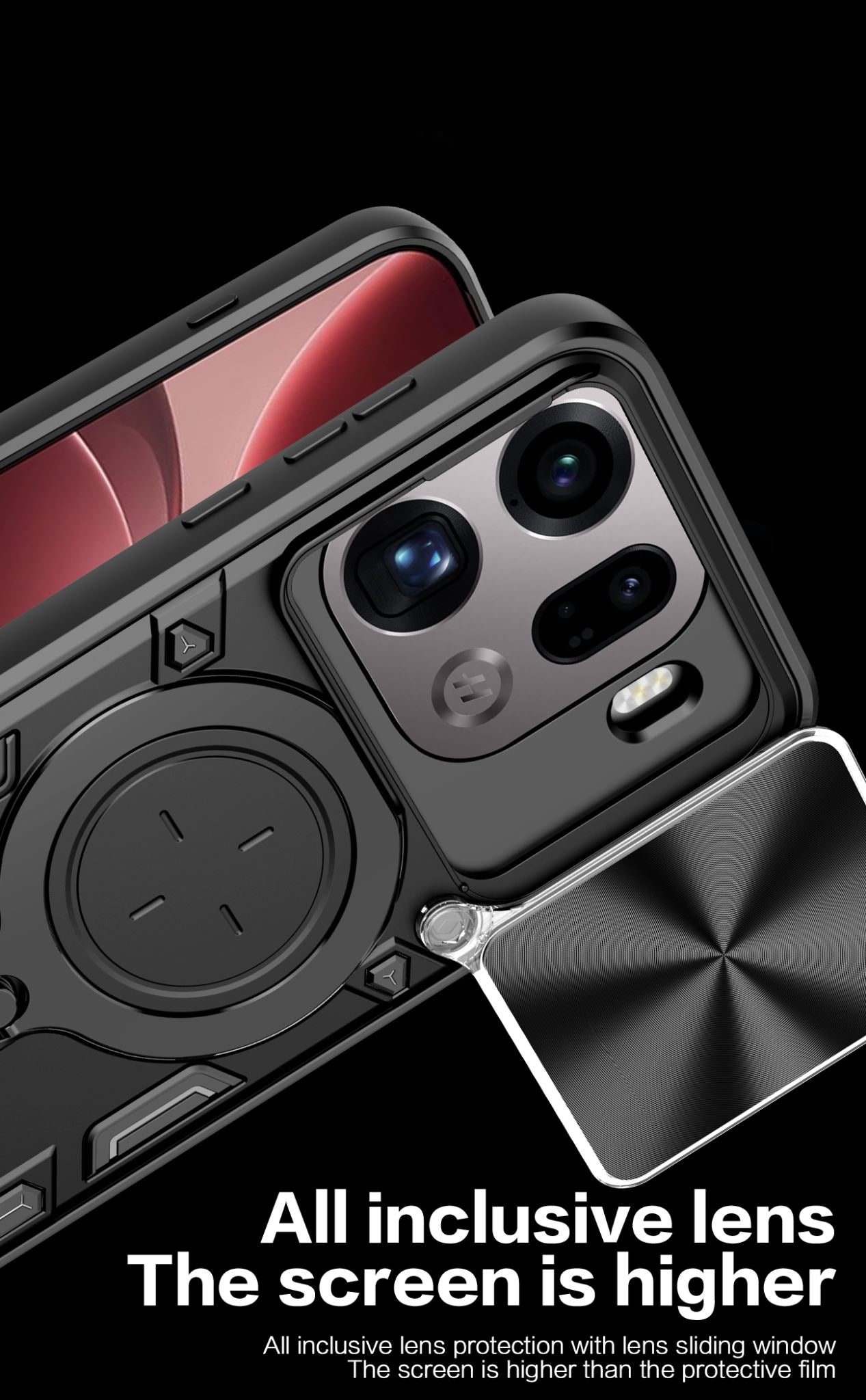 OPPO Find X9 Pro Ring Kickstand Case w/ Camera Cover [Purple]