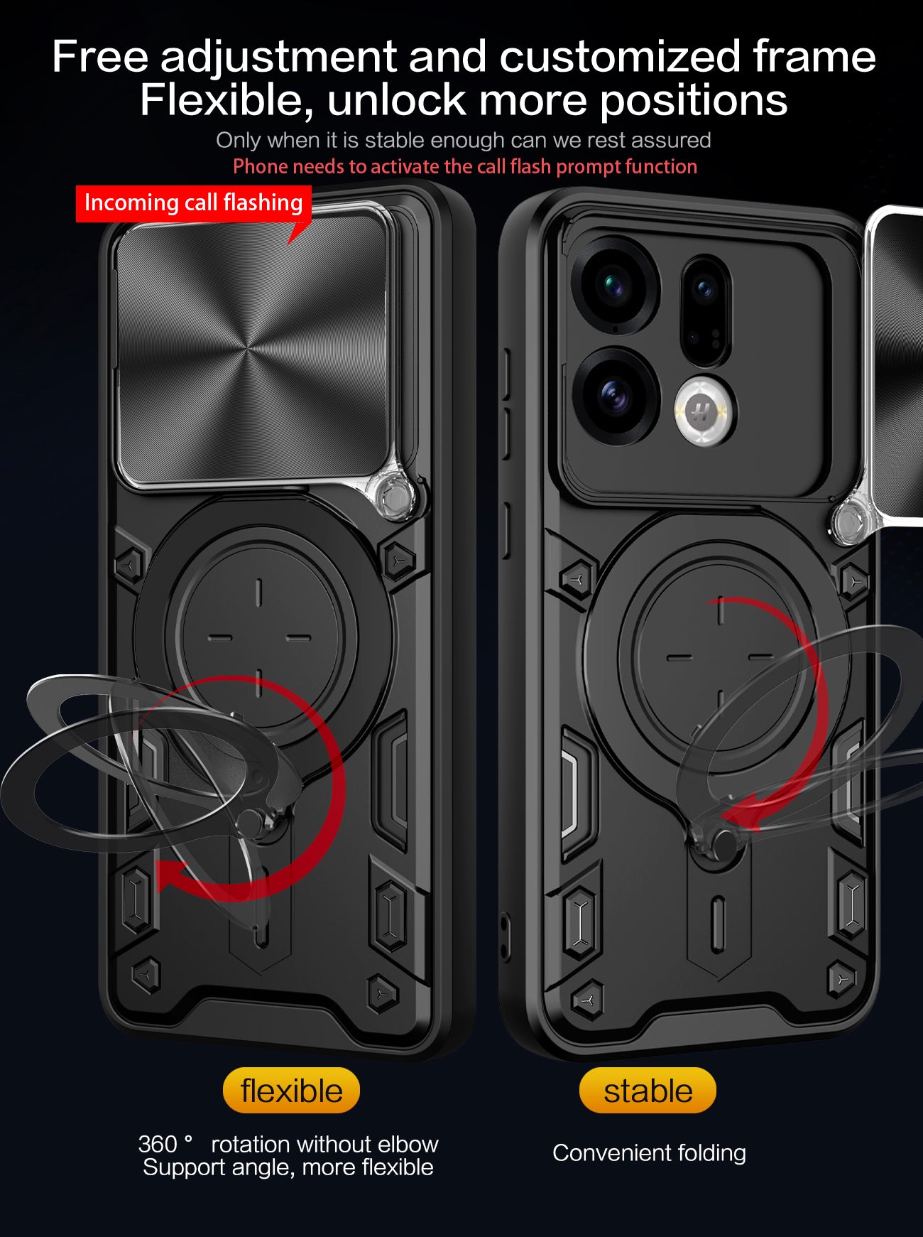 OPPO Find X9 Ring Kickstand Case w/ Camera Cover [Navy]