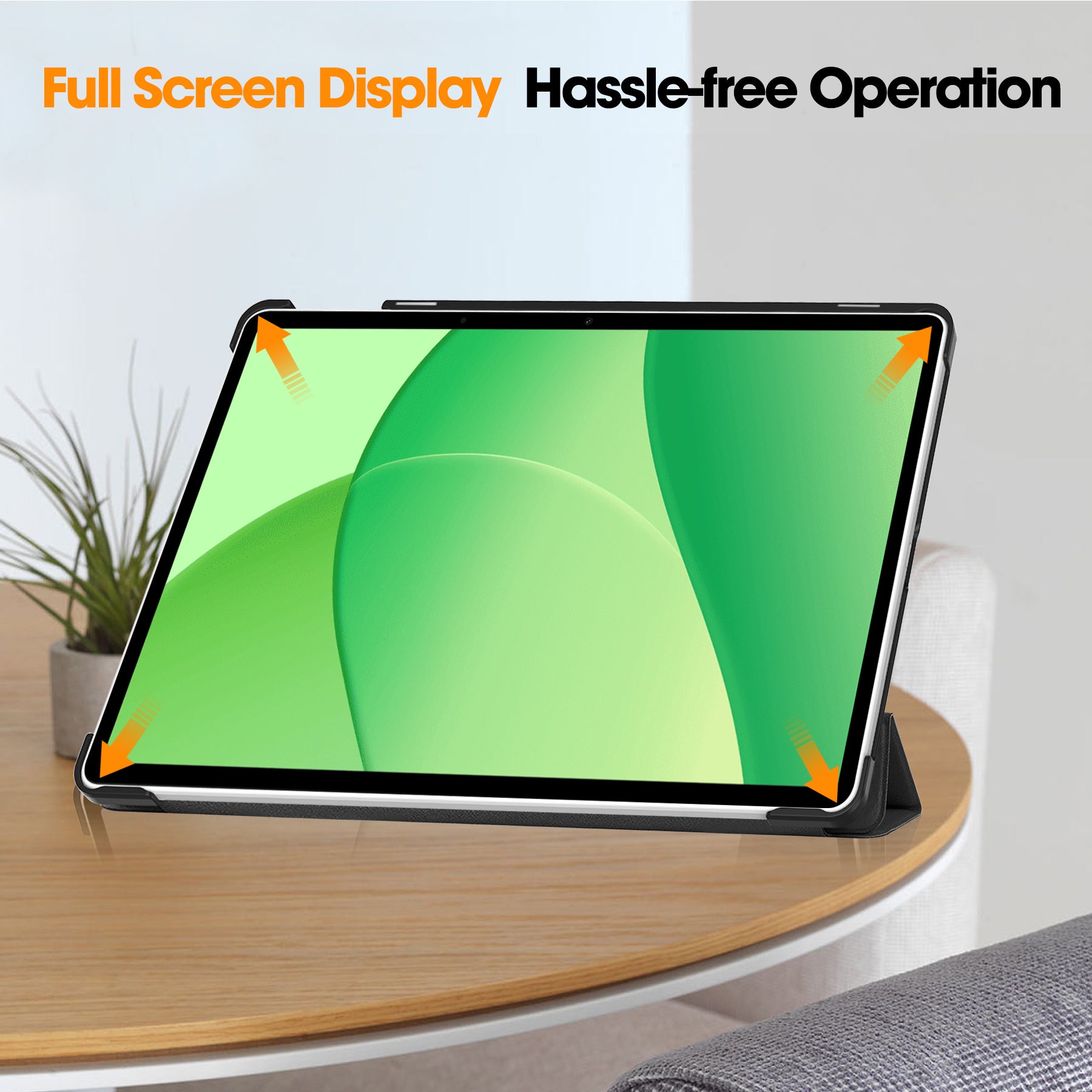 KST Tri-fold PU Leather Case for Oppo Pad SE 11-inch [Black]