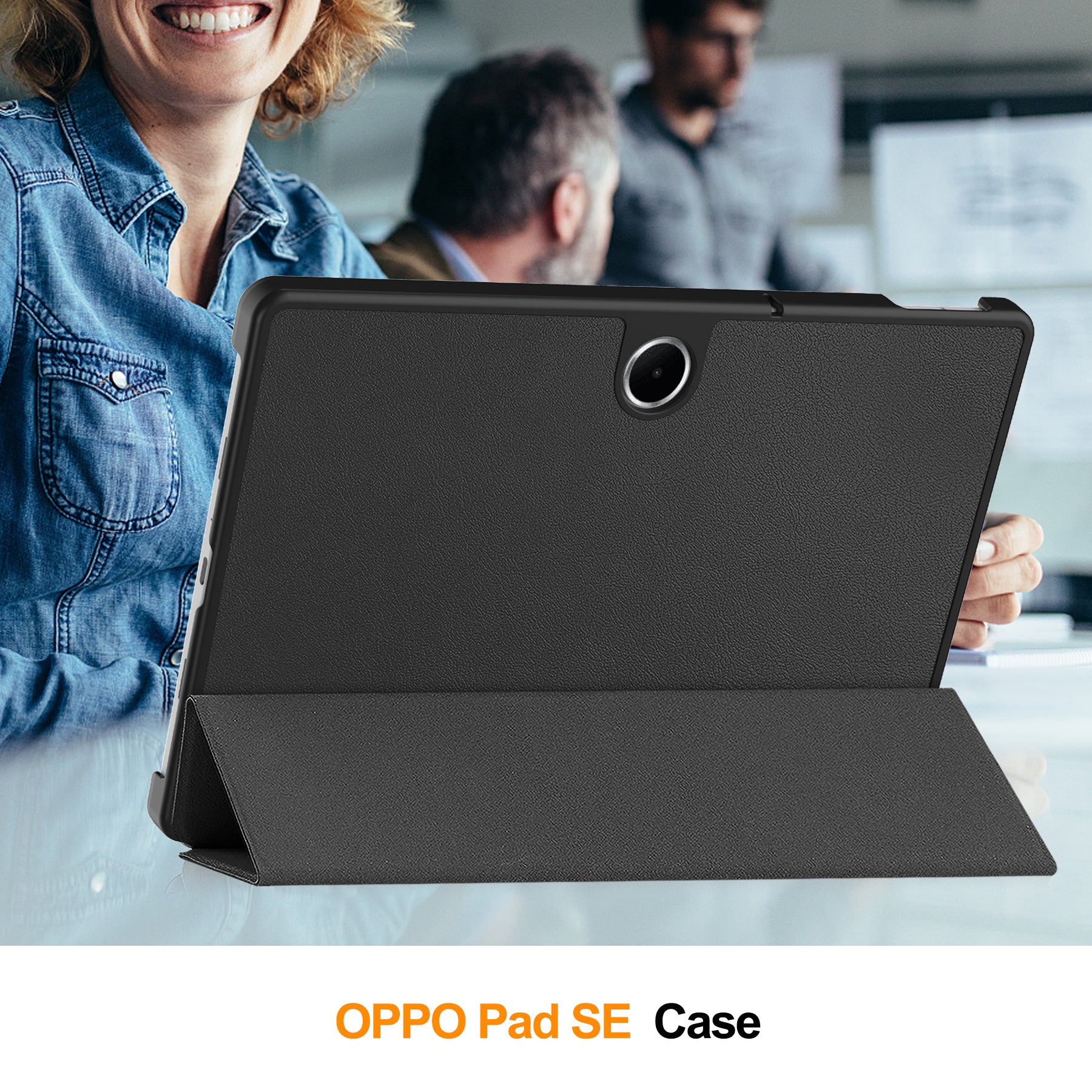KST Tri-fold PU Leather Case for Oppo Pad SE 11-inch [Black]