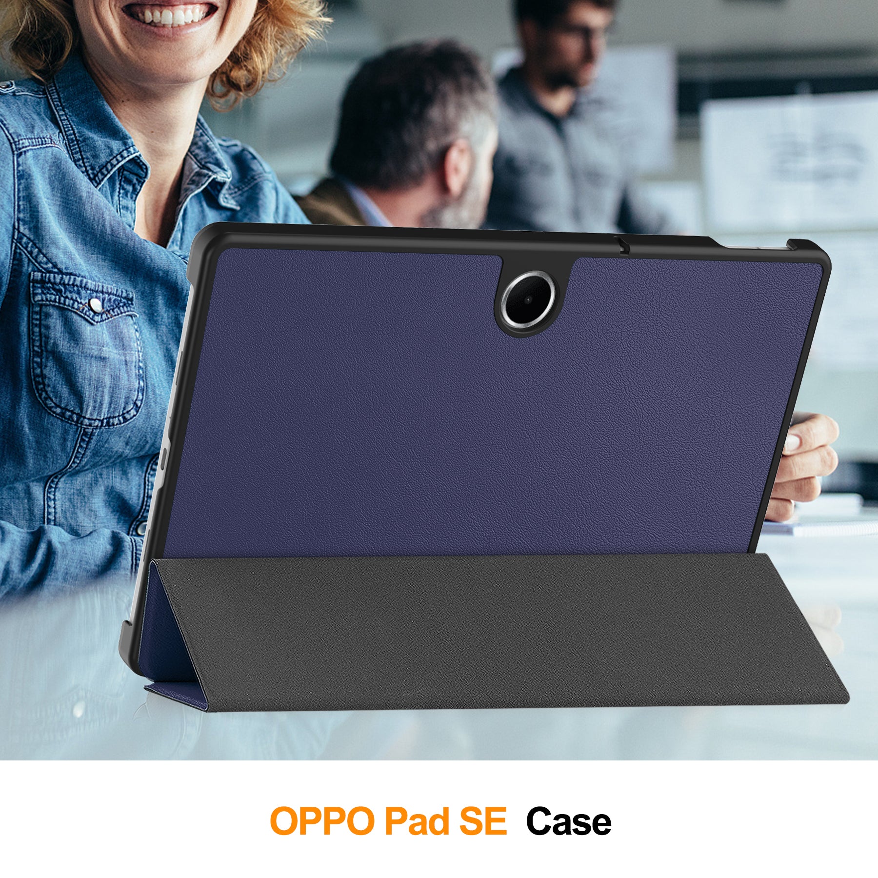 KST Tri-fold PU Leather Case for Oppo Pad SE 11-inch [Navy]