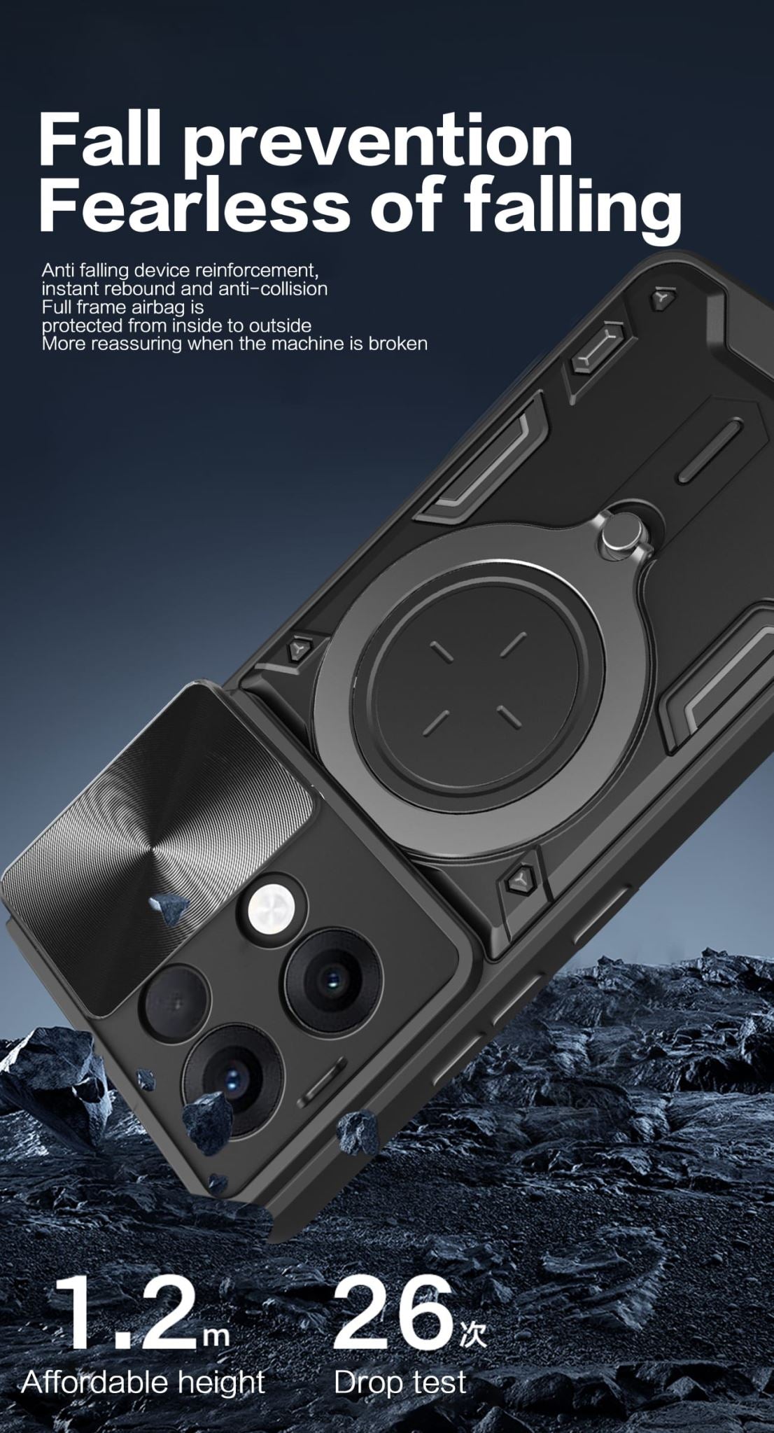 OPPO Reno 13 5G  Ring Kickstand Case w/ Camera Cover [Red]