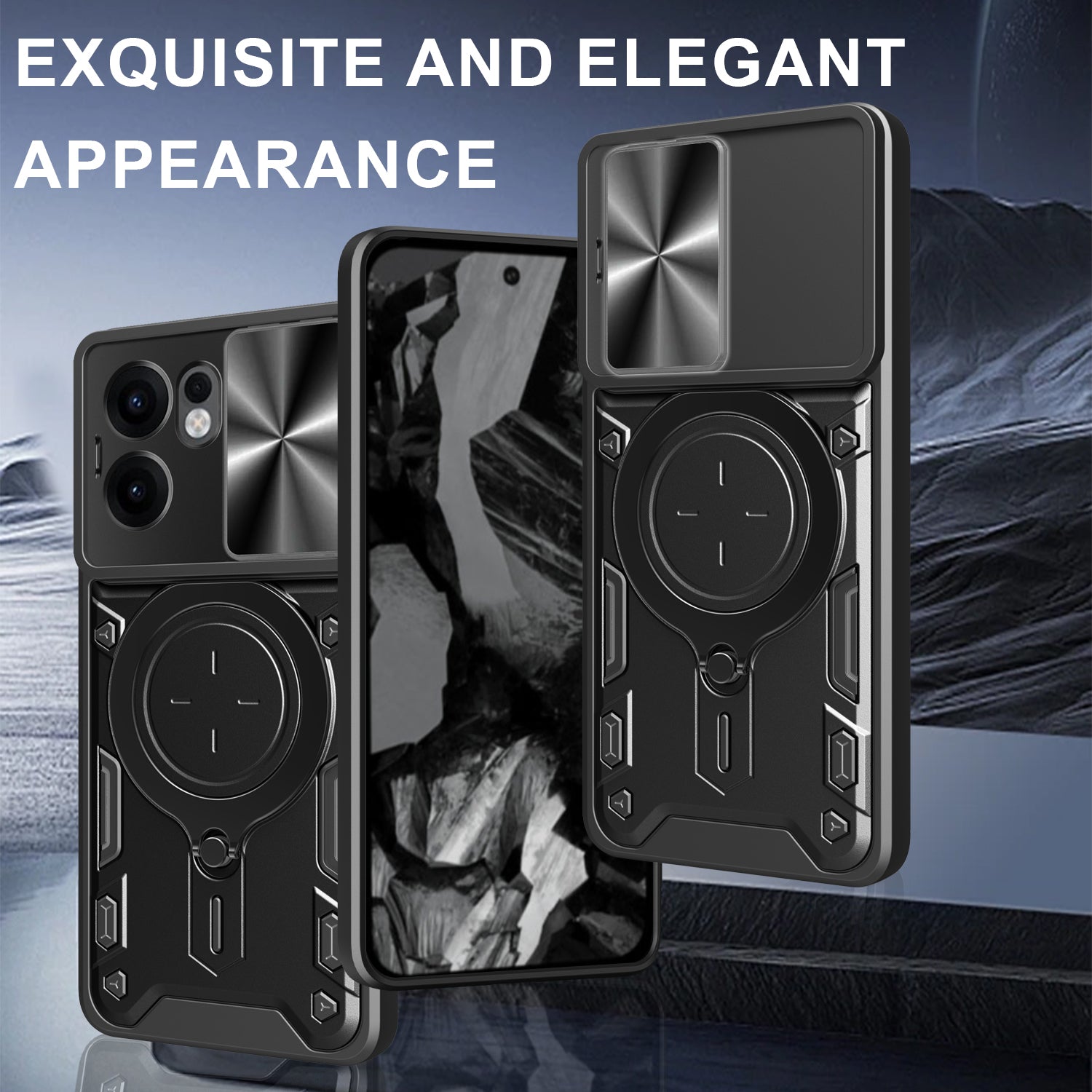 OPPO Reno 13F 5G  Ring Kickstand Case w/ Camera Cover [Black]