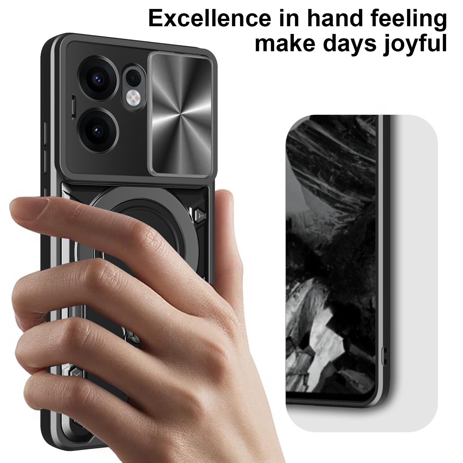 OPPO Reno 13F 5G  Ring Kickstand Case w/ Camera Cover [Red]