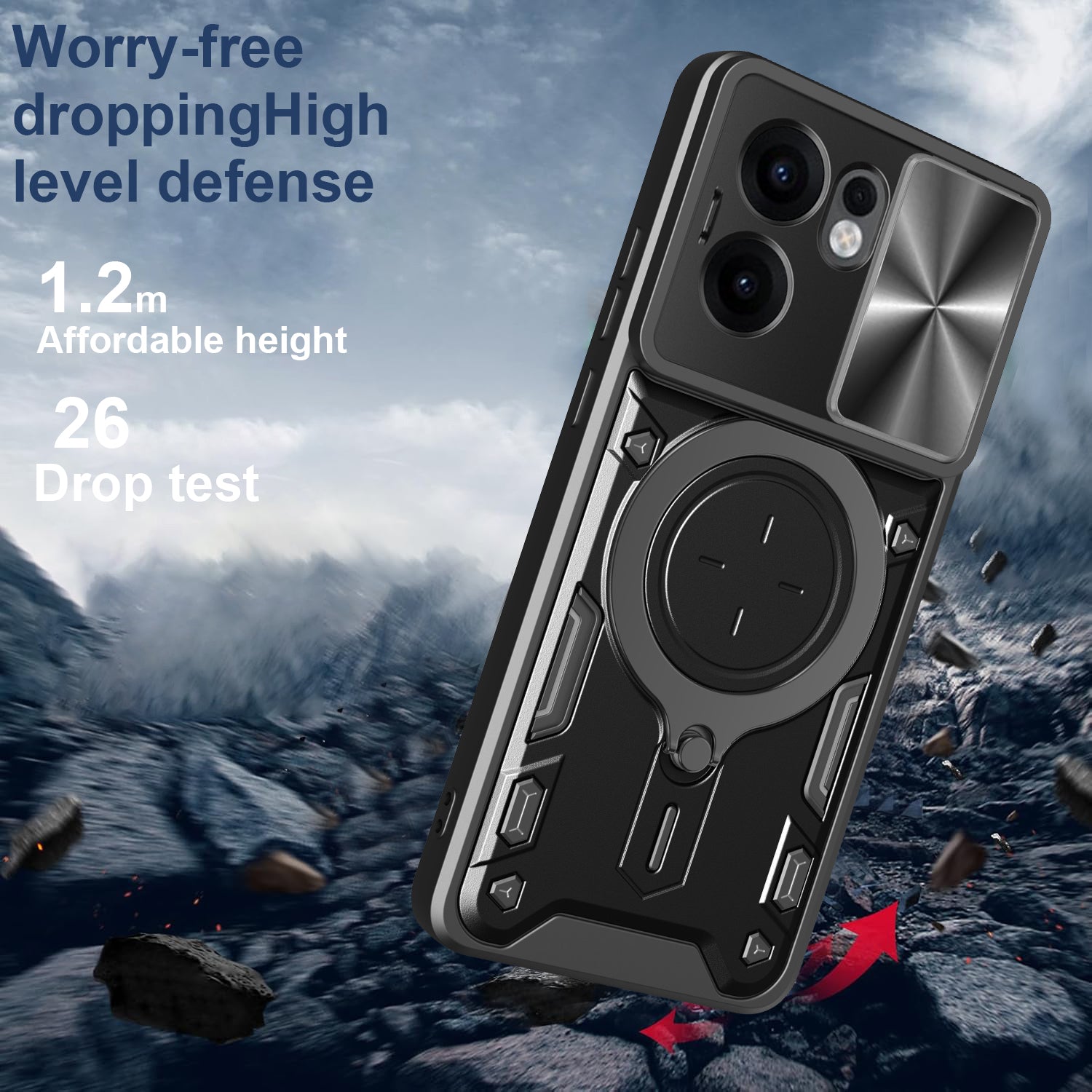 OPPO Reno 13F 5G  Ring Kickstand Case w/ Camera Cover [Purple]