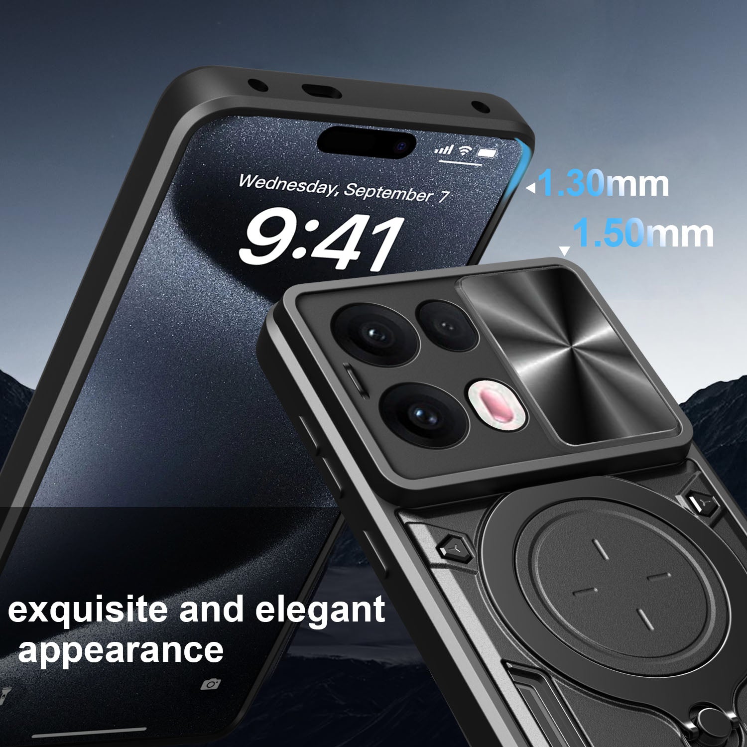 OPPO Reno 13Pro 5G  Ring Kickstand Case w/ Camera Cover [Red]