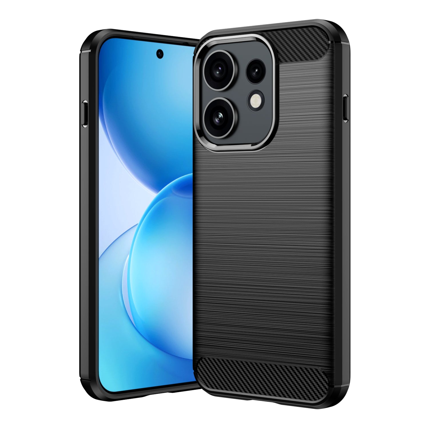 OPPO Reno16 / Reno16 Pro Carbon Fibre TPU Case Slim Shockproof Cover Black