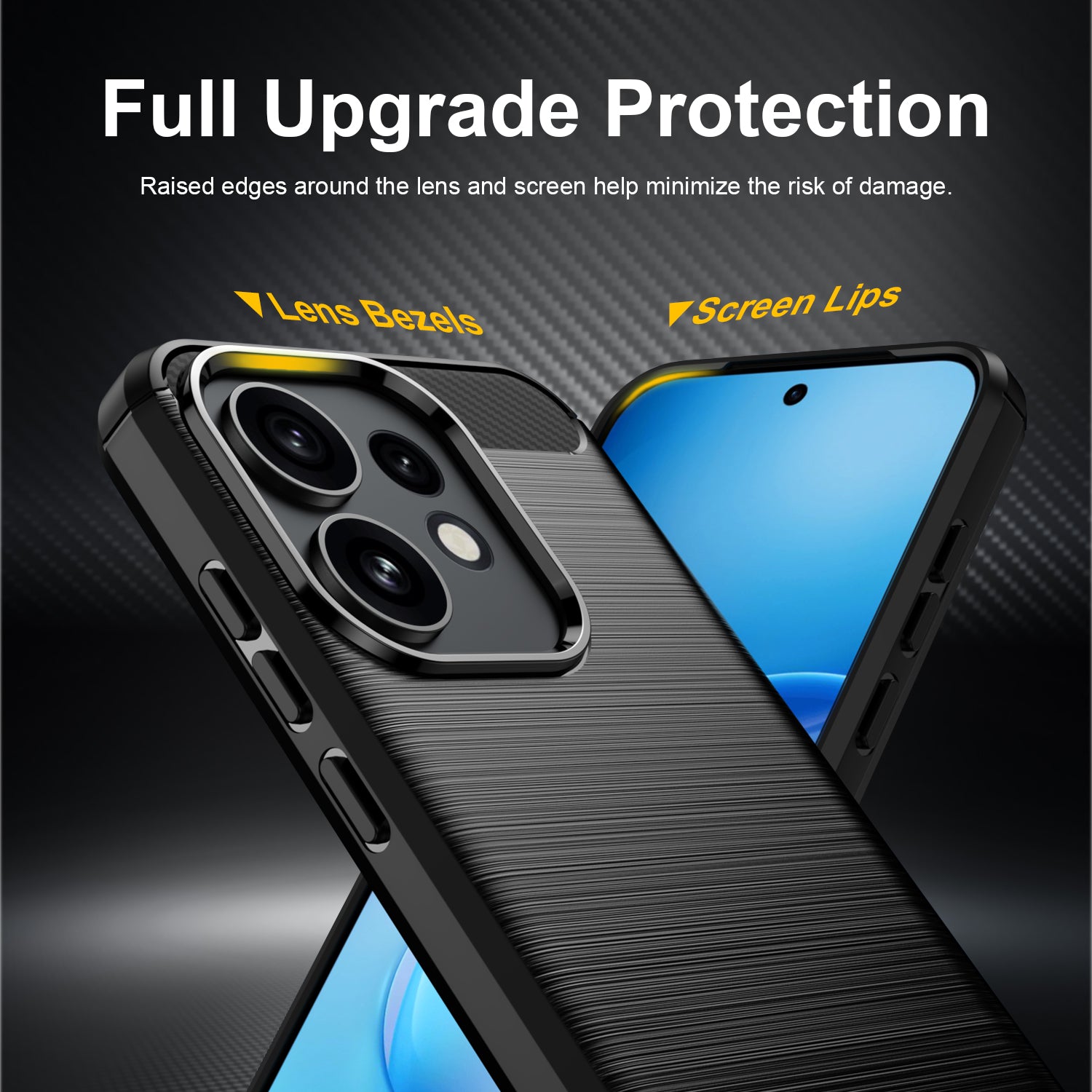 OPPO Reno16 / Reno16 Pro Carbon Fibre TPU Case Slim Shockproof Cover Black