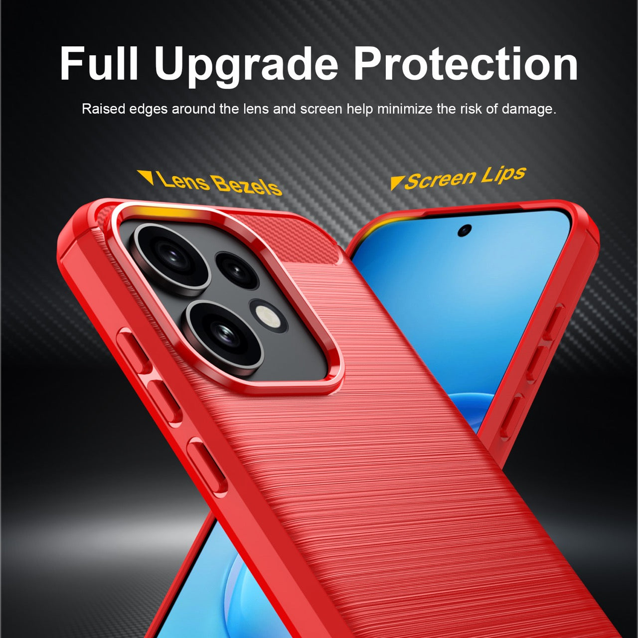 OPPO Reno16 / Reno16 Pro Carbon Fibre TPU Case Slim Shockproof Cover Red