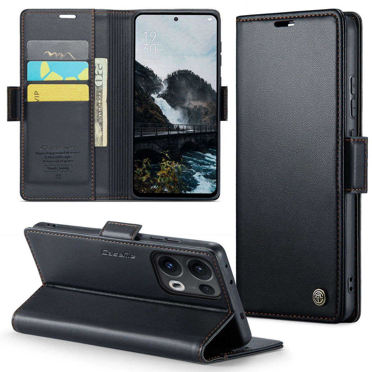 OPPO Reno16 F 5G CaseMe Retro Wallet Case [Black]