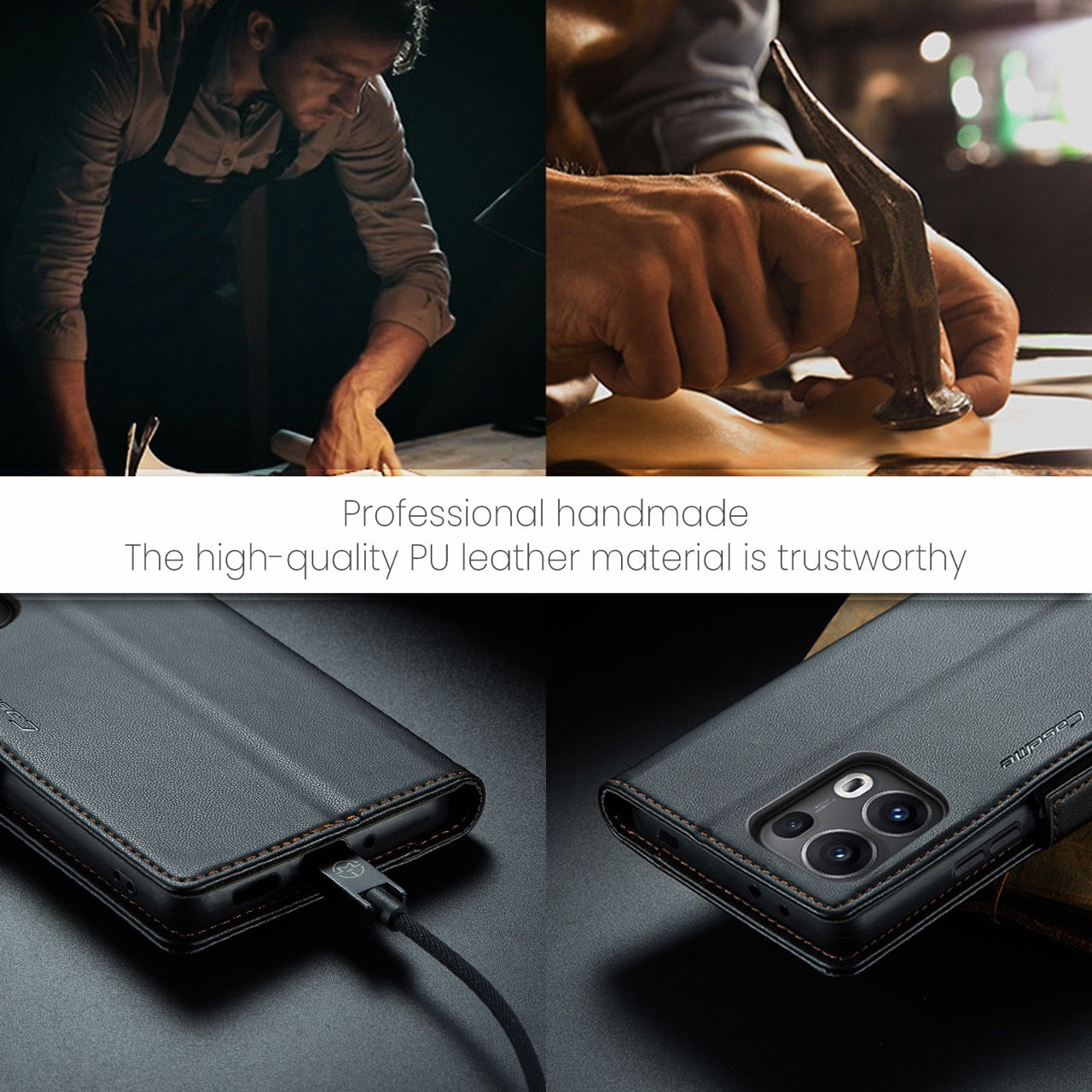 OPPO Reno16 F 5G CaseMe Retro Wallet Case [Black]