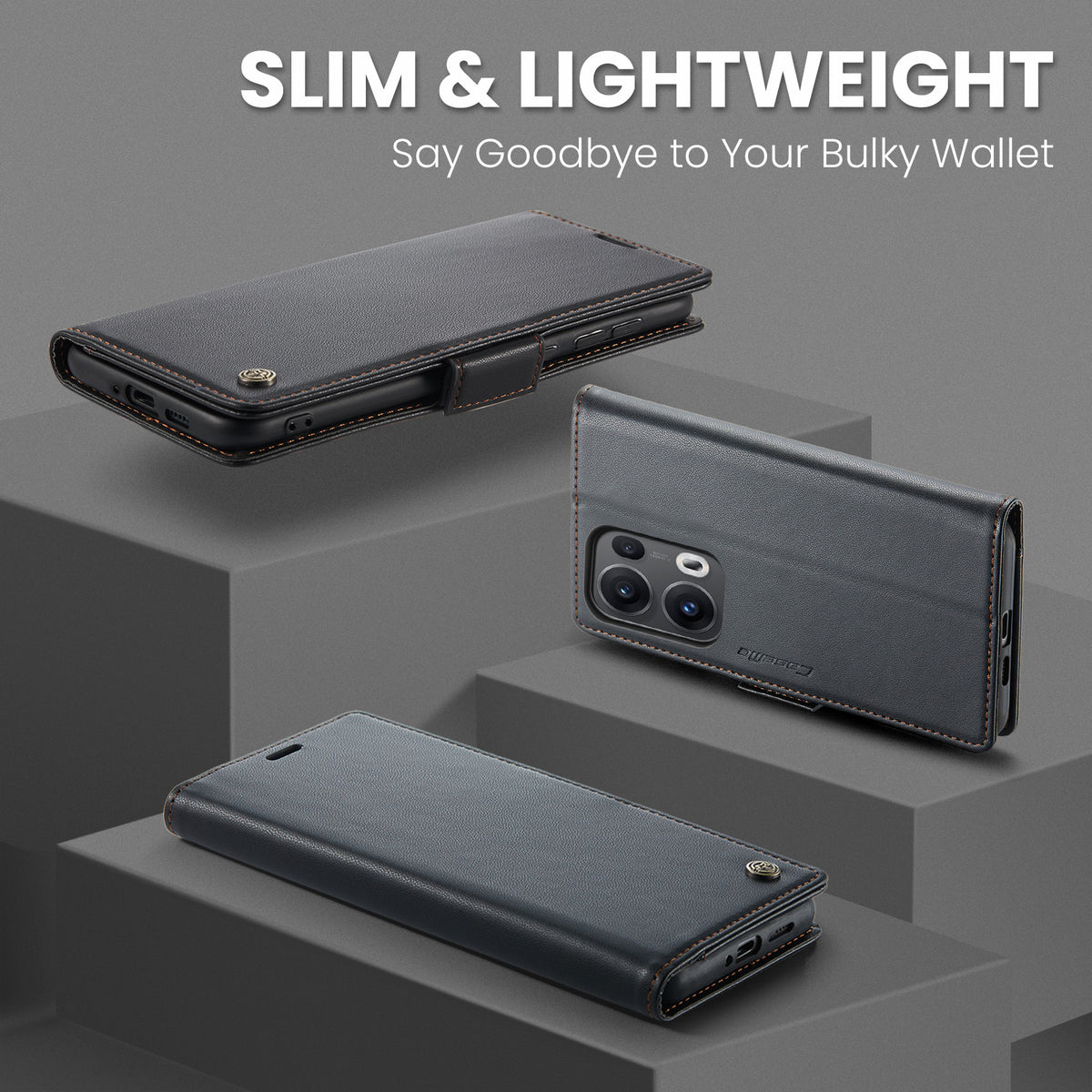 OPPO Reno16 F 5G CaseMe Retro Wallet Case [Black]