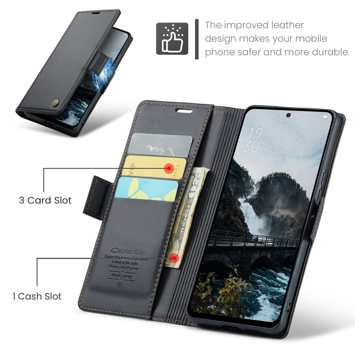 OPPO Reno16 F 5G CaseMe Retro Wallet Case [Black]