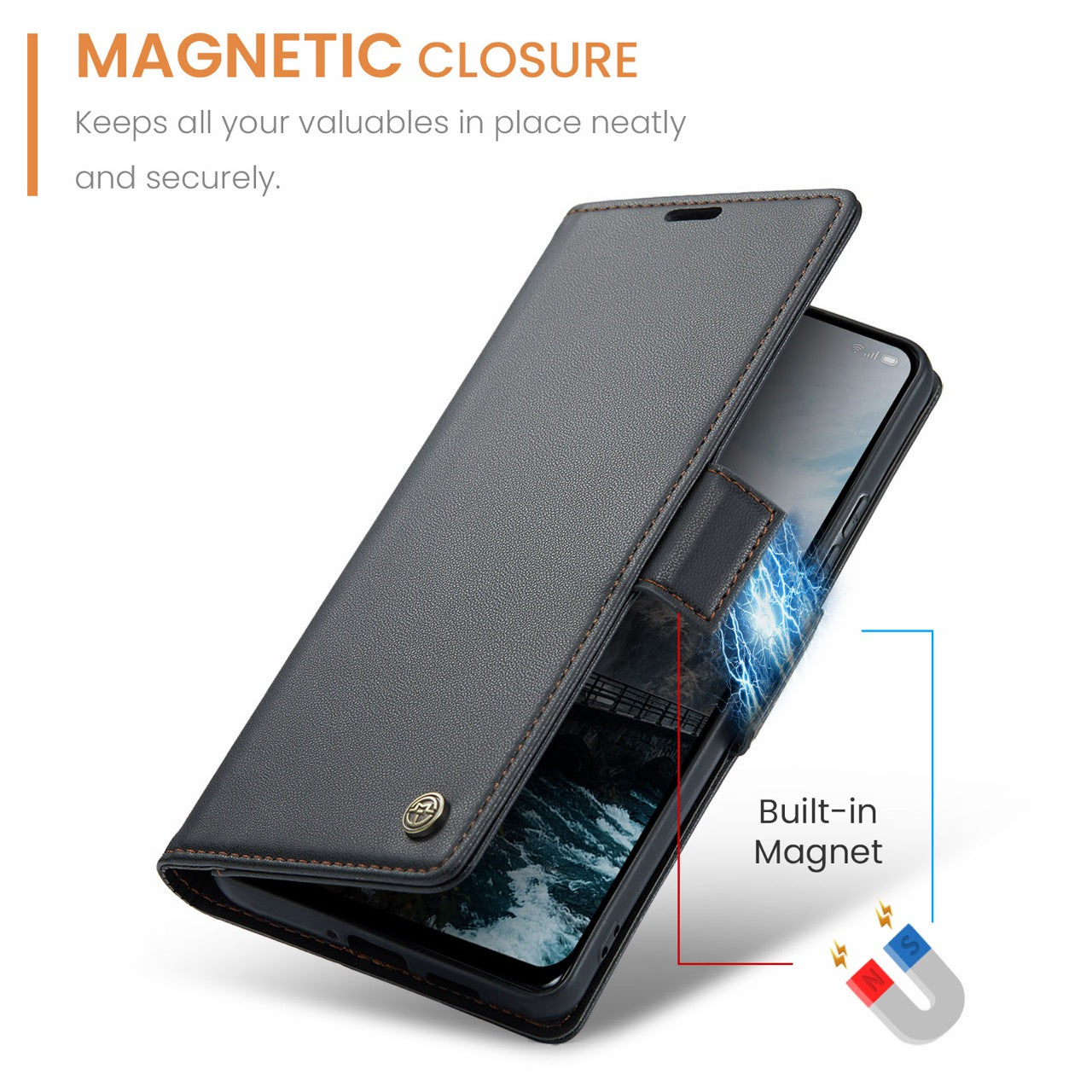 OPPO Reno16 F 5G CaseMe Retro Wallet Case [Black]